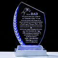 QIANWEI Fathers Day Dad Gifts from Daughter Son Unique Glass Plaque with Colorful Led Base, To My Dad Meaningful Birthday Present for Christmas Thanksgiving Valentines Day