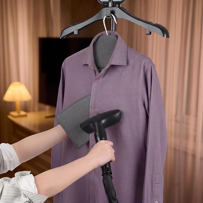 Foldable Steam Board with Ironing Glove Storage Bag 36" x 16" Foldable Steam Board 360° Rotating Hook for High Pressure Clothes Steaming Standing Steamer Home Travel Use (Pepper Black)