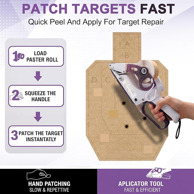 Label Applicator Gun Target Paster Gun, Handheld Target Patch Applicator for Paper Shooting Targets, Manual Label Pasting Tool for Range Maintenance Shooting Training