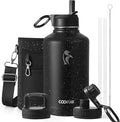 Coolflask 64 oz Insulated Water Bottle with Straw&3 Lids, Half Gallon Insulated Water Jug Galaxy Large Metal Stainless Steel Flask for Gym, Sports and Office, Keep Cold 48H Hot 24H, Starry Night