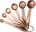 Copper Measuring Spoons Set with Flat Bottom for Kitchen & Baking, Stainless Steel Measuring Spoons Set for Dry & Liquid, Metal Measuring Tools Set with Engraved US & Metri Markings