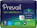 Prevail Daily Unisex Underwear Maximum Disposable Incontinence Underwear Pull On with Tear Away Seams Large, PVS-513, 16 Count