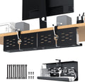 KEEGH 16" Under Desk Cable Management Tray, No Drill Clamp Mount, Desk Cord Organizer Upgrade Capacity, Cord Management Tray for Home Office, Gaming Desk, Standing Desk, Black, 2 Pack
