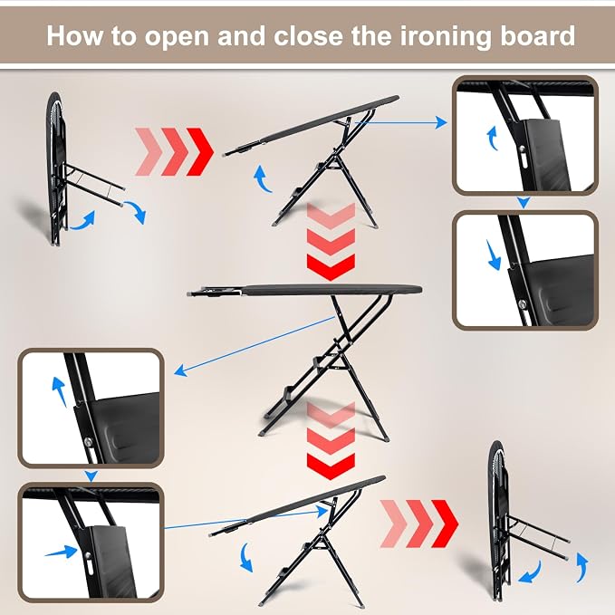 Duwee 13" ×39" Ironing Board & Ladder with Iron Rest | 2 in 1 Multifunction Ironing Boards with Heat Resistant Cover and Thicken Padding,Heavy Sturdy Legs and Foldable,Black