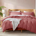 Nestl Pink Clay California King Duvet Cover Sets - Soft Double Brushed Cal King Duvet Cover, 3 Piece, with Button Closure, 1 Duvet Cover 104x98 inches and 2 Pillow Shams