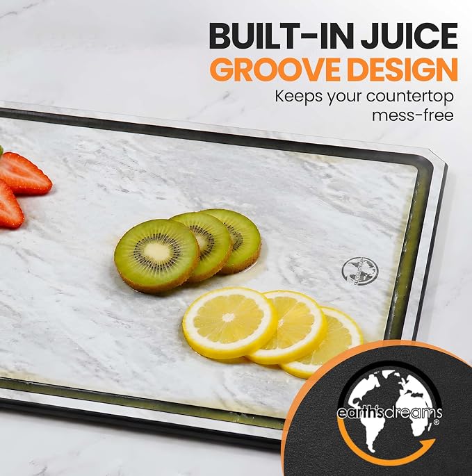 Earth's Dreams Composite Wood Cutting Board Set of 3, Marble Stone Look | Dishwasher Safe,Built In Juice Groove, Non-Toxic, Large, Medium & Small Non-Slip Wood Charcuterie & Chopping Boards