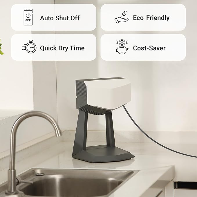 Hand Dryer with Accessory Stand & HEPA Filter for Commercial/Residential (Home) Use - Compact, Portable, High Speed, UL/ETL Listed (Arctic White Bundle)