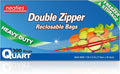 1 Quart Resealable Bags – Medium Sized Heavy Duty Freezer Bags with Dual Zipper – 7x8" with Writable Space for Kitchen or Home Storage – BPA-Free Food Grade Plastic – 300 Pack