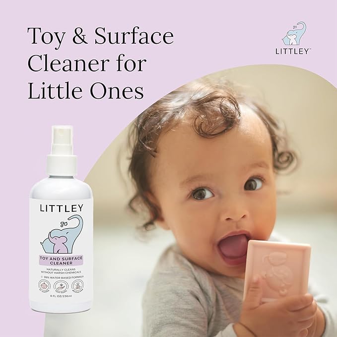 Littley Toy & Surface Cleaner | Alcohol-Free HOCl Spray for Baby Toys & High-Touch Surfaces | Fragrance-Free Formula | Gentle Cleaning for Everyday Messes | 8 oz