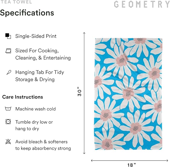 GEOMETRY Spring Kitchen Towels - Quick Dry Microfiber Cloth Spring & Summer Dish Towels for Kitchen Drying - Premium Quick Dry Towel - Sweet Spring, 18" x 30" - 1-Pack