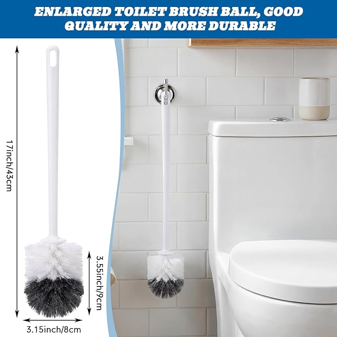 Reallnaive 24 Pack Toilet Brush Bulk, Commercial Heavy Duty Professional Toilet Bowl Cleaning Brush for Bathroom, Restroom Maintenance Cleaning Supplies (White)