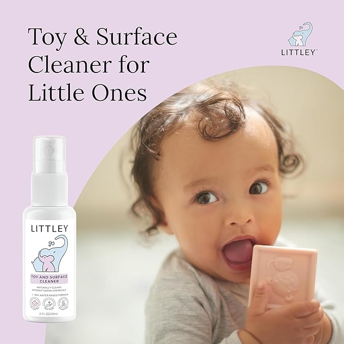Littley Toy & Surface Cleaner | 2 Pack | Alcohol-Free HOCl Spray for Baby Toys & High-Touch Surfaces | Fragrance-Free Formula | Gentle Cleaning for Everyday Messes | 2 oz