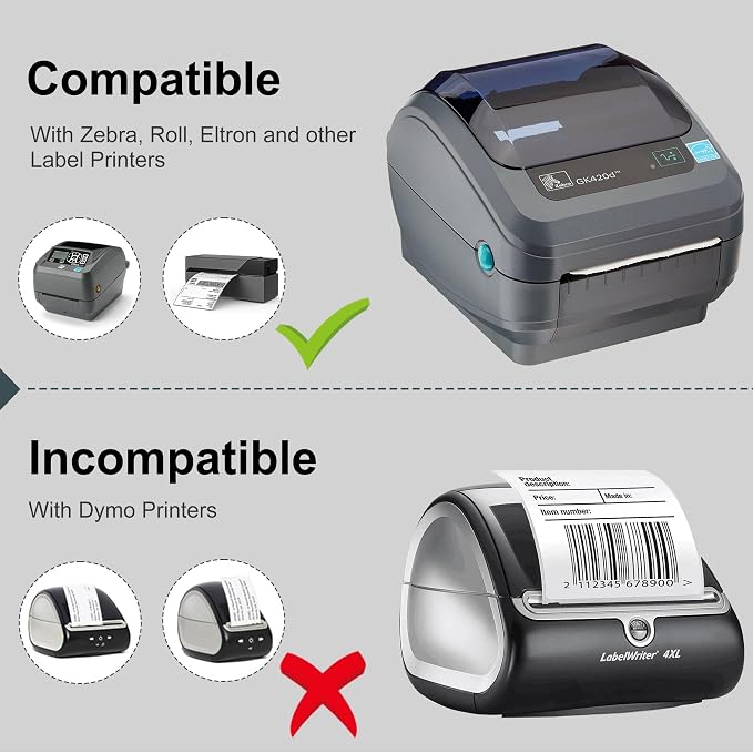 L LIKED 4x6 Direct Thermal Shipping Labels, 500 Rolls (250 Labels/Roll) - 125,000 Labels, Compatible with Zebra, eltron Direct Thermal Printers