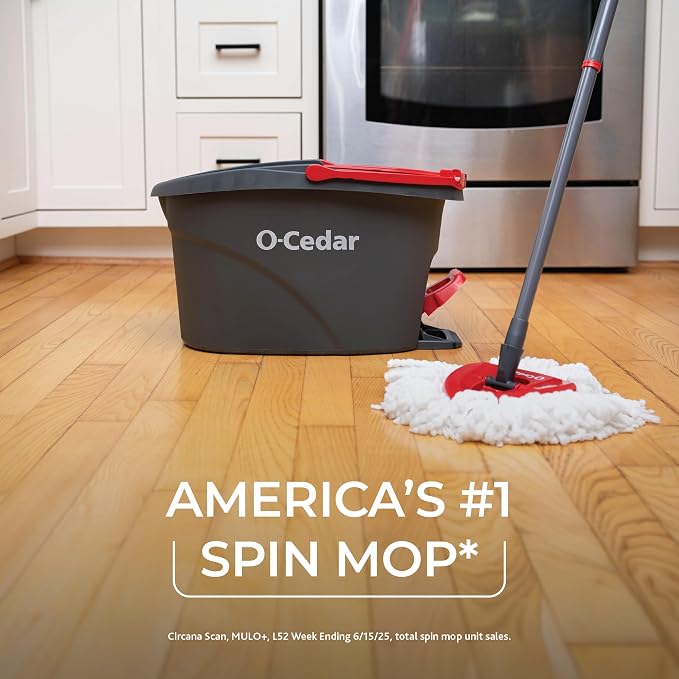 O-Cedar EasyWring Microfiber Spin Mop & Bucket Floor Cleaning System Bundle with O-Cedar PACS Hard Floor Cleaner (Lavender, 10 Count)