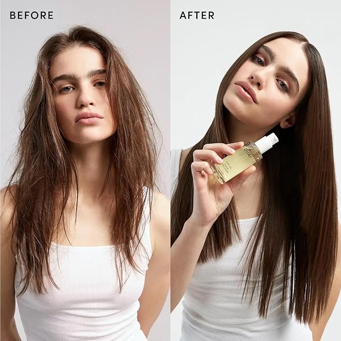 OUAI Hair Oil Full Size & Travel Size - Heat Protectant Serum & Smoothing Treatment + Ama, Galanga Root, Baobab & Borage Oils - Frizz Control, Shine Boost, 450°F Heat Shield, 1.5 oz + 0.45 oz, 2 Count