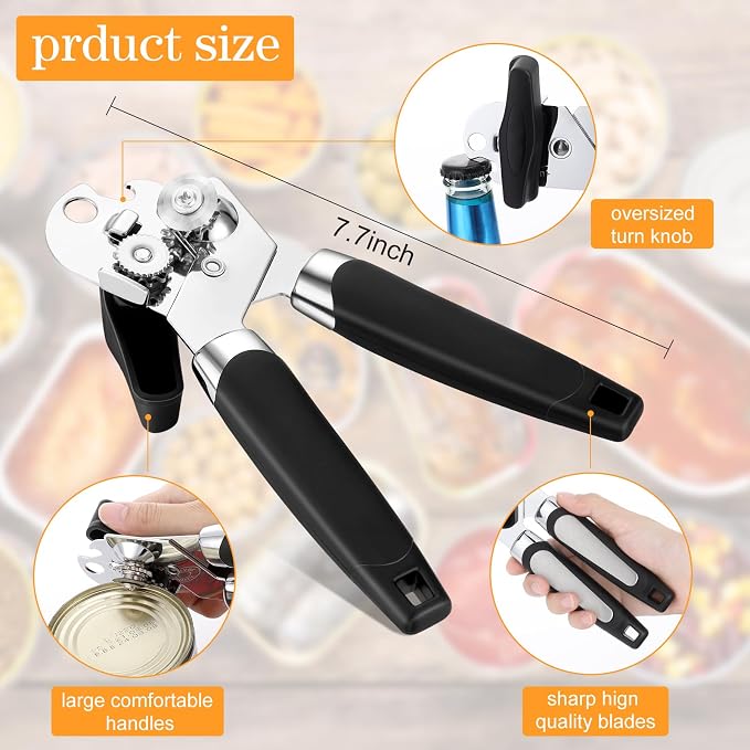 Gisafai 6 Pcs Manual Can Opener Bulk with Sharp Blade Smooth Edge Multifunctional Kitchen Gadget Handheld Openers Large Handheld Knob Can and Bottle Animals for Dorm Kitchen Essentials Gifts