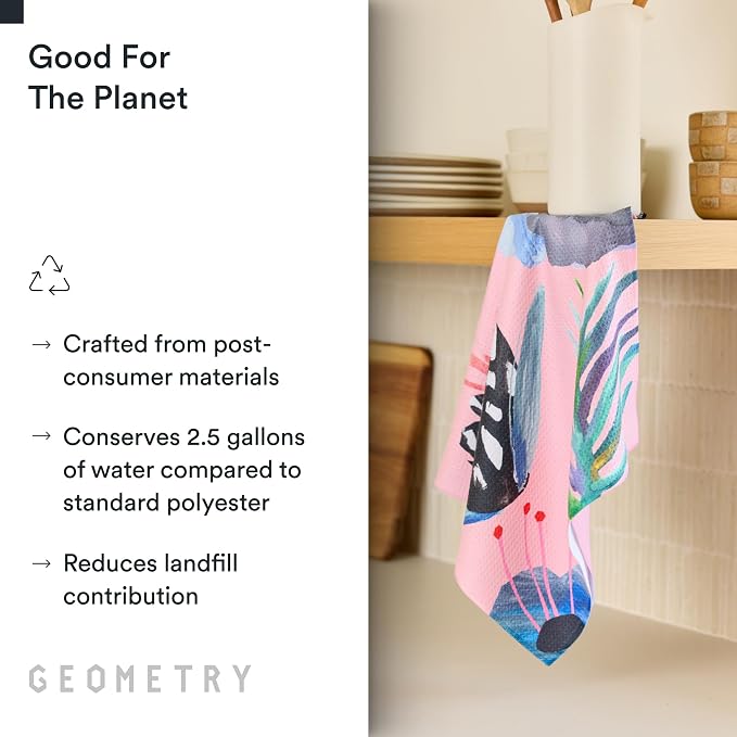 GEOMETRY Kitchen Tea Towels - Quick Dry Microfiber Dish Towels for Kitchen Watercolors, 18" x 30" 2 Pack