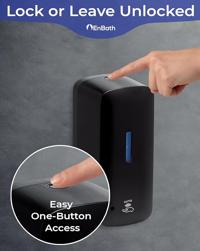 Automatic Soap Dispenser with Extra Large 40 oz. Capacity (Liquid/Gel) - Wall Mounted Hand Soap or Touchless Hand Sanitizer Unit for Commercial or Home Bathrooms - ADA Compliant (Black)