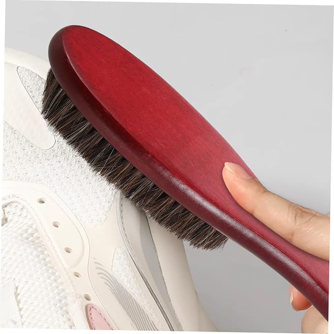 NOLITOY 4pcs Shoe Cleaner Brush Handle Horsehair and Cleaning Tool for Shoes Double-Sided Design for Polishing and Dust Removal