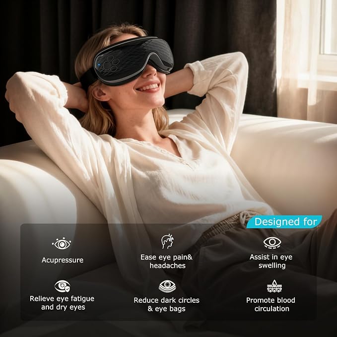 ALLJOY Eye Massager with Heat and Cooling, FSA Eligible HSA, Eye Massager with Removable Gel Mask, Birthday Gifts for Women Men Her Him Eye Care Devices for Migraine, Reduce Dry Eyes