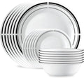 Corelle 18-Piece Round Dinnerware Set Service for 6, Lightweight Round Plates and Bowls Set, Vitrelle Triple Layer Glass, Chip and Scratch Resistant, Microwave and Dishwasher Safe, Brasserie