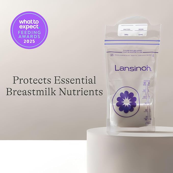 Lansinoh Breastmilk Storage Bags, 300 Count, Baby Essentials, Fast Freeze & Thaw Breast Milk Bags for Baby Bottle Feeding, Superior Strength & Stretch, 6 Ounce