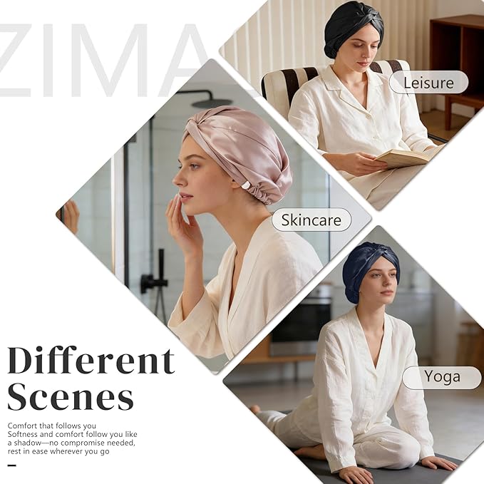 ZIMASILK 22Momme 100% Mulberry Silk Sleep Cap for Women Hair Care, Adjustable Silk Hair Wrap for Hair Protection, That Reduces Falling off (1Pc, Blush Pink)