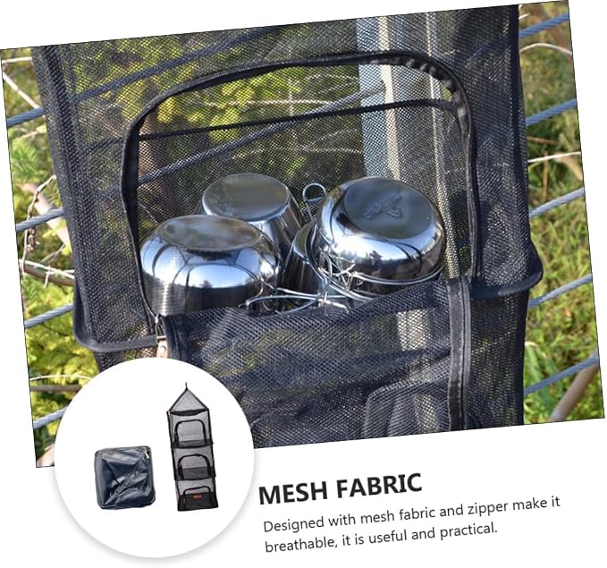 KOMBIUDA Outdoor Camping Bowl Storage Dryer Rack Drying Rack for Dishes Foldable Laundry Drying Mesh Net