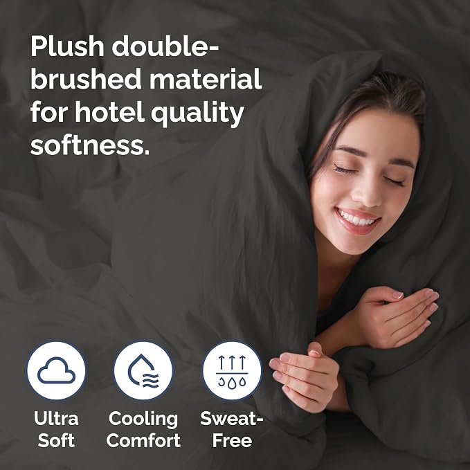 Duvet Cover Full Size Set - Extra Soft Full Duvet Cover 80" x 90" with 2 Pillow Shams for Women, Men, Kids & Teens - Hotel Luxury, Easy-Care w/ Zipper Closures & Ties - Comfy & Breathable (Charcoal)