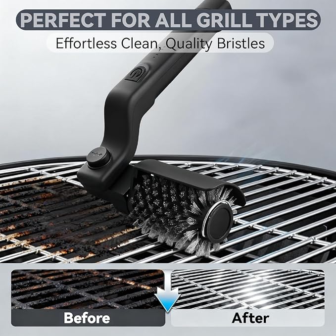 HAPOW Electric Rotary BBQ Grill Brush for Outdoor Grill, Rechargeable Cordless Electric Grill Cleaner, 3-Speed Power Control Grill Cleaning Brush with 304 Stainless Steel Bristle