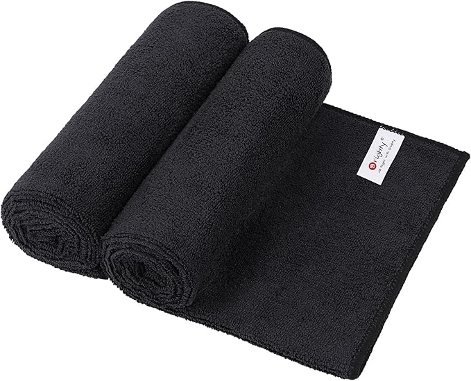Orighty Salon Towels, Microfiber Hair Salon Towel 16 x 29 Inch, Super Soft and Absorbent Black Towels for Salon, Hand, Gym, Bath, Spa and Home Hair Care, Not Bleach Proof, 2 Pack