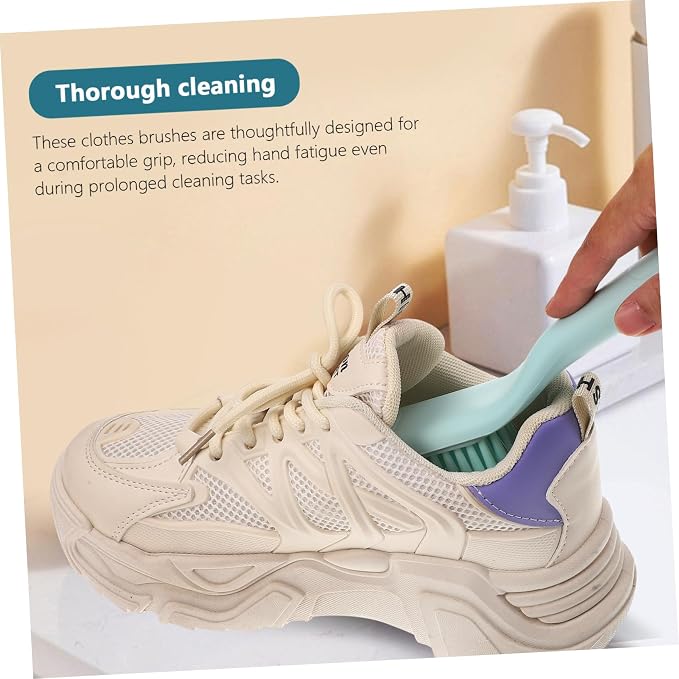 4sets Shoe Cleaning Brush Ergonomic Grip Long Handle Laundry Scrub Brush Household Cleaning Tool