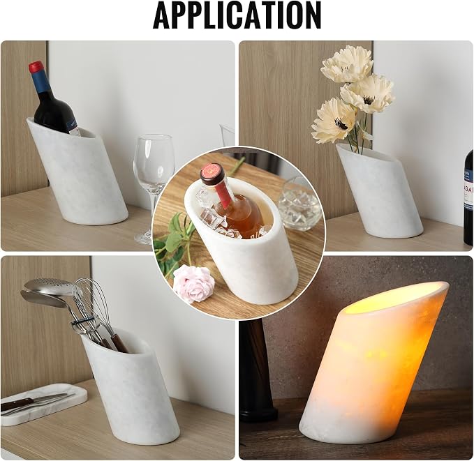 BCS Marble Wine Bottle Chiller - Versatile Wine Chillers for Bottles - Applicable to Kitchen Utensil Holder/Makeup Brush Holder/Pen Holder for Desk That Also Serve as Lamp Shade