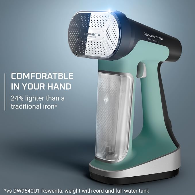 Rowenta Pure Force 2in1 Steamer & Iron: Powerful 1875 Watts, Vertical Steaming & Horizontal Ironing, Auto-off, XL Tank Capacity (7.1 Oz), Green Clothes Steamer DR8822