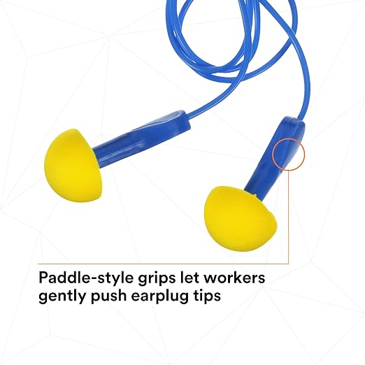 3M E-A-R EXPRESS Pod Plugs Ear Plugs 311-1114, Corded, Blue Grips, Pillow Pack, Pack of 100