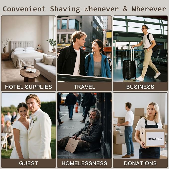 Disposable Razors Bulk, Razors Individually Wrapped Bulk, Travel Razors Bulk With 10g Shaving Cream For Hotels, Shelters, Homeless, Nursing Homes, Charities, Churches (Gray,30-PACK)