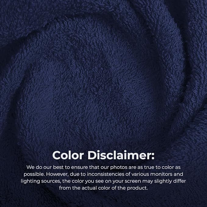 Avalon Towels Salon Towel - Navy Blue Hand Towels Bulk Pack of 24 - 100% Cotton Absorbent Spa, Facial & Gym Towel for Working Out - 16x27 Inches (Not Bleach Proof)
