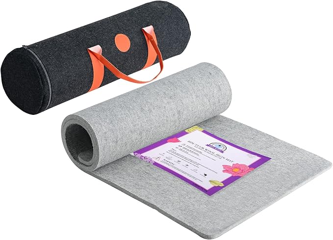 Rdutuok Wool Pressing Mat, 60" x 22", 100% New Zealand Wool Ironing Mat | Extra Large 1/2" Thick Ironing Pad with Carrying Case for Quilting, Sewing, Embroidery and Large Quilt Projects