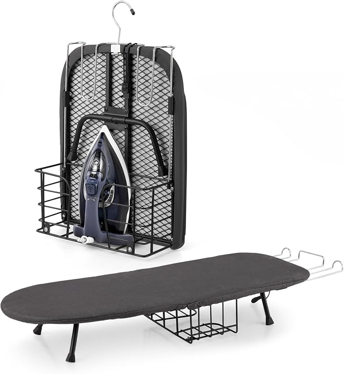 Tabletop Ironing Board, Foldable Small Ironing Board with Iron Holder Portable Mini Iron Board for Small Spaces Compact Table top Small Ironing Table for Dorms, Aprtment, RVs, Travel, 32"x12"