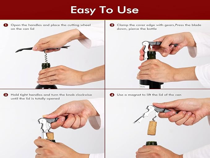 Kit-Home Professional Waiter Corkscrew Wine Openers Set (4 PCS),Upgraded with Heavy Duty Stainless Steel Hinges Wine Key for Restaurant Waiters, Sommelier, Bartenders