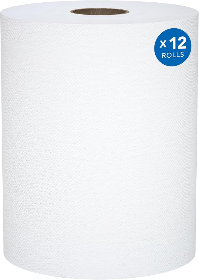 Scott Professional Hard Roll Paper Towels, Bulk, 12 Rolls x 800' (01052) | Universal 1.5" Core, 100% Recycled Fiber, White, Standard Tier, Absorbency Pockets, Compatible with Universal Roll Dispensers