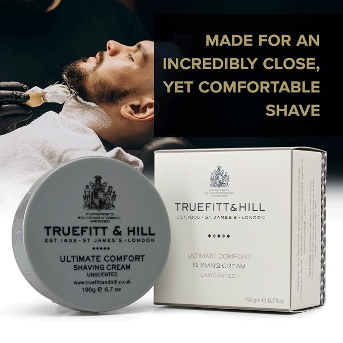 Truefitt & Hill Ultimate Comfort Shaving Cream for Men, Unscented, 6.7 oz.