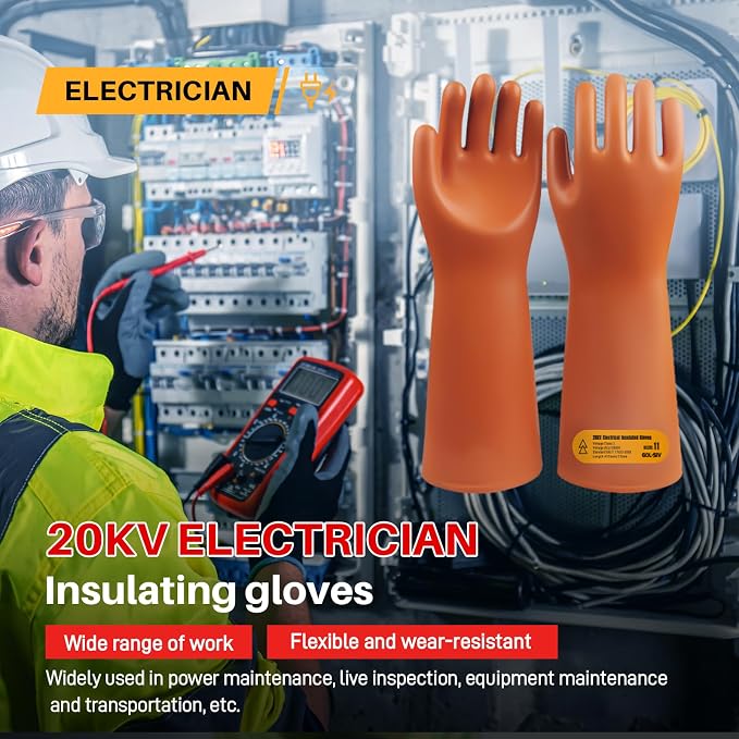 Electrician Insulated Gloves - Class 2 ASTM Compliant High Voltage Electrical Insulating Rubber Gloves For Men,Electrical Safety Gloves Lineworker