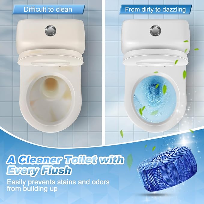 KIISIISO Toilet Bowl Cleaner Blue Tablets 18 Pack, Slow-Dissolving Automatic Bowl & Tank Cleaner, Septic Safe & Plumbing Friendly for Bathroom Toilet Cleaning, Prevents Tough Stains