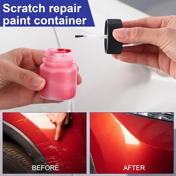 Maxcheck 60 Pcs Empty Touch Up Paint Bottles Container 1oz 30ml Reusable Small Paint Bottles with Brush Applicator and Mixing Ball for Fix Chips Scratches Auto Car