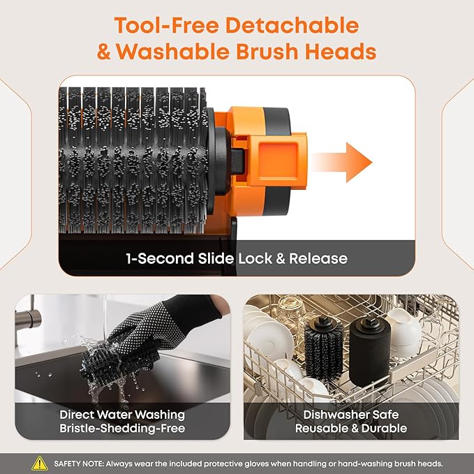Electric Grill Brush - 1500RPM 3 Speeds, Cordless BBQ Cleaner with LED Light, 4000mAh Rechargeable BBQ Grill Brush for Outdoor Stainless Steel Cast Iron Grates