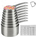 Measuring Cups Set, 18/8 Stainless Steel Measuring Cups for Dry & Liquid, Metal Measure Cups With Bonus Magnetic Conversion Chart for Kitchen & Baking