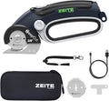 ZEITE Deepcut 3/8" Electric Cardboard Cutter,Cordless Scissors with LED Light,Storage Box,Rechargeable Powerful Rotary Box Cutter with 2 Blades for Thick Cardboard, Fabric, Carpet, Leather