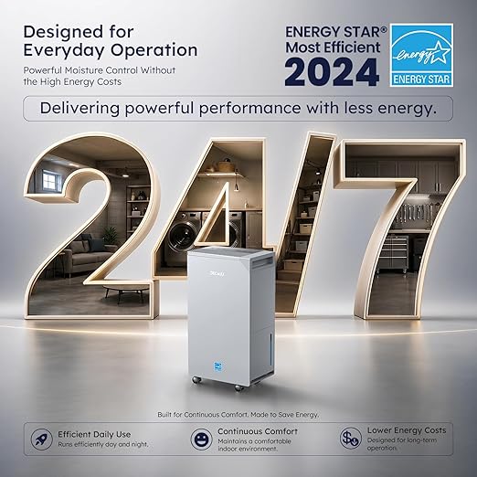 5000 Sq.Ft Energy Star Most Efficient 2024 Dehumidifier, Max 100 Pint Moisture Removal, Auto Defrost, Drain Hose, Smart Humidity Control for Basement, Home, Garage, Bathroom, Laundry Room