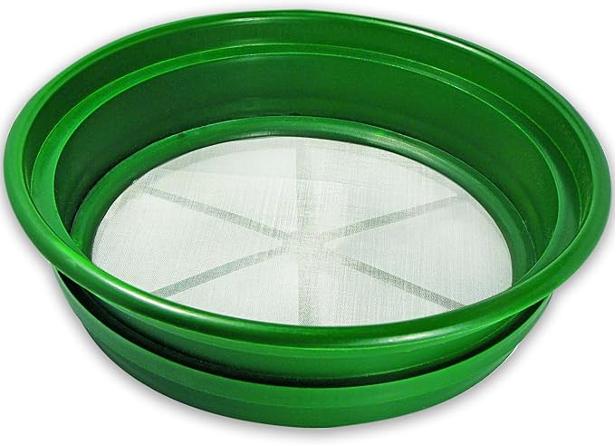 SE 13.25 Inch Wide Stackable Classifier Gold Prospecting Pan - 1/50 Inch Stainless Steel Mesh Sifting Pan, Green